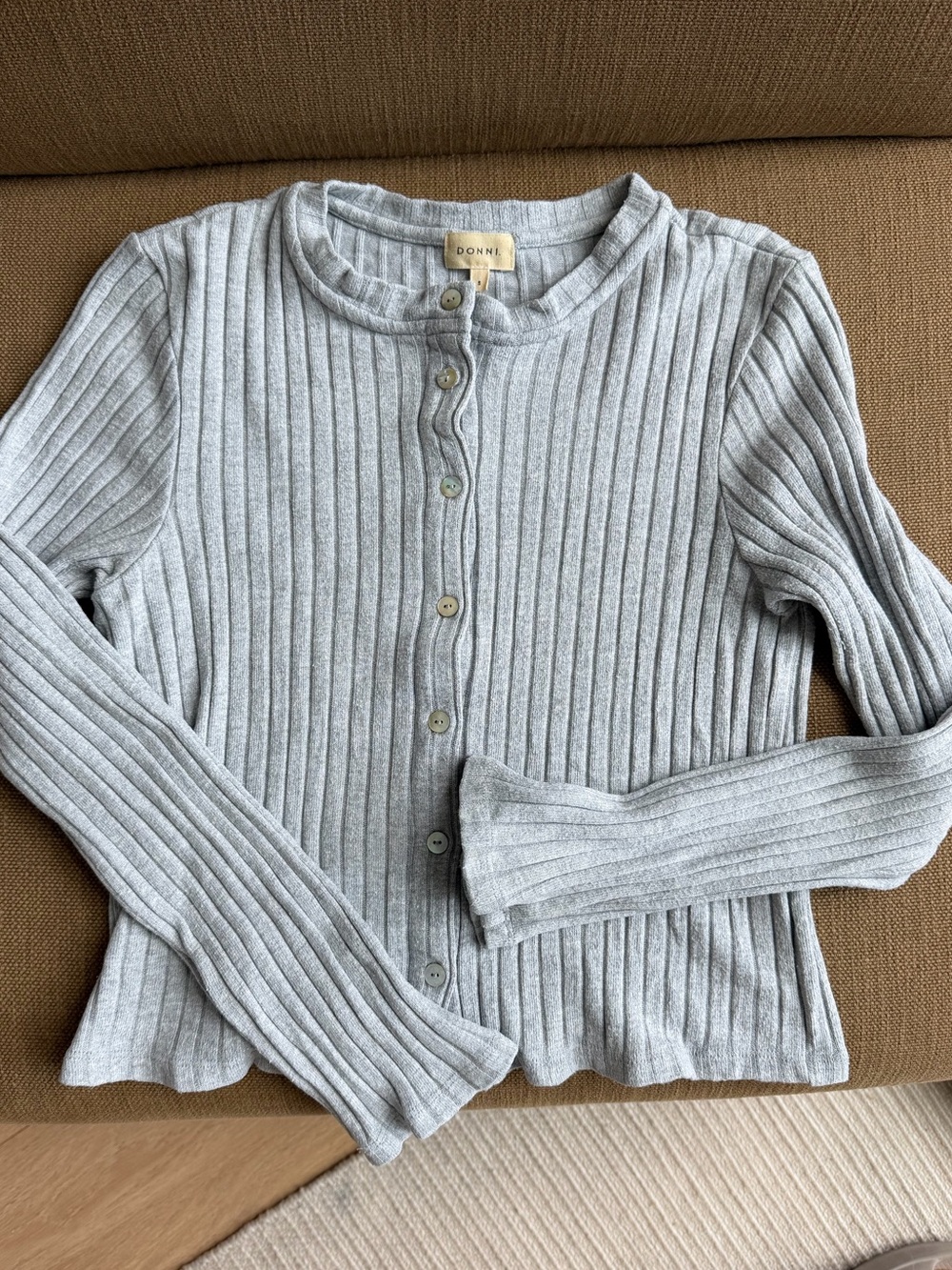 Donni The Sweater Rib Cardi in Charcoal Grey
